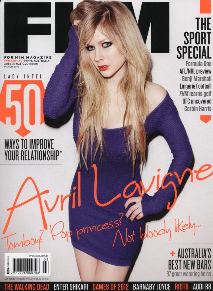 Голая звезда Avril Lavigne - FHM March 2012 Australia