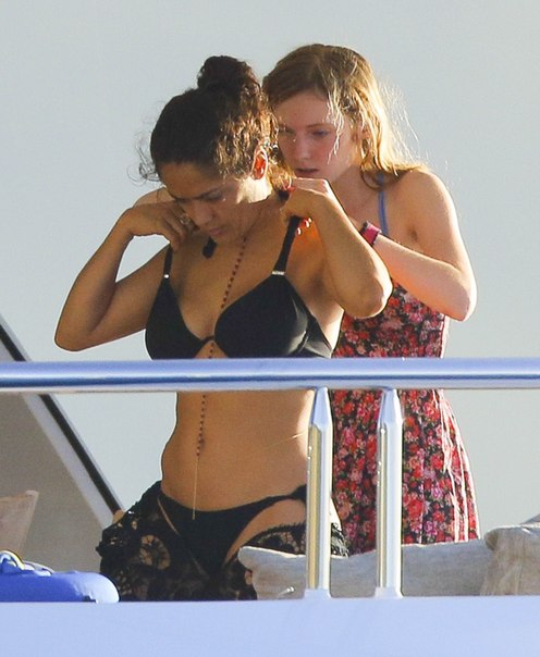 Salma Hayek - Bikini Candids in St. Barts 12/26/14