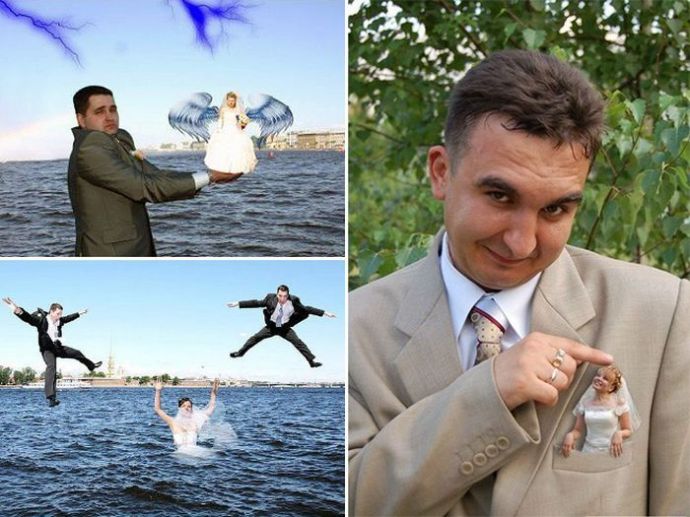 Результаты стараний свадебных фотографов с богатой фантазией