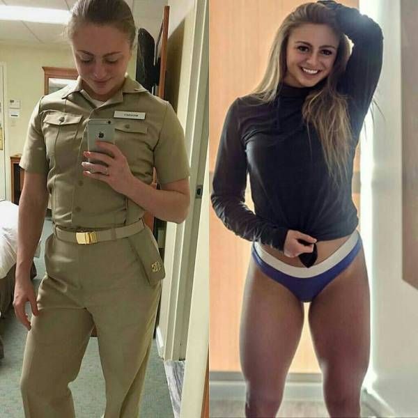 Девушки в униформе и на гражданке